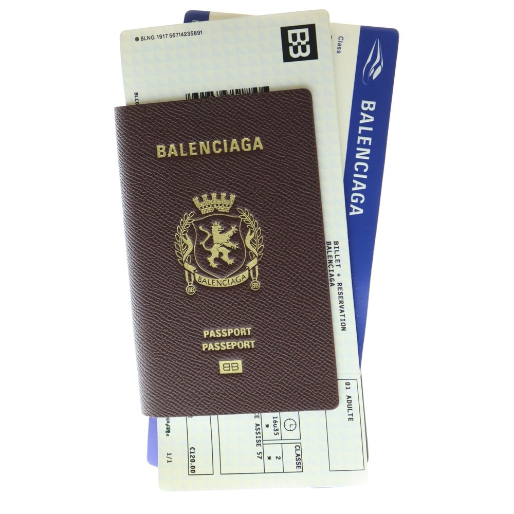 BALENCIAGA(バレンシアガ) PASS LO WA 2 TIC パスポート 二つ折り財布 長財布 カードケース ロングウォレット レザー ワインレッド×ブルー×ホワイト 787777