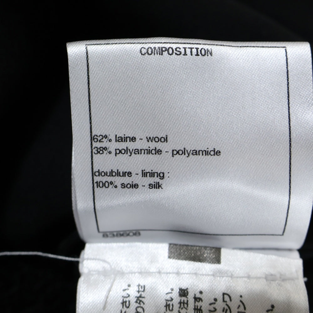 CHANEL(シャネル) ココマーク グリポワボタン ウール ツイード スタンドカラー ジップアップ 比翼 クロップド ショートジャケット ブラック レディース P62026V19676