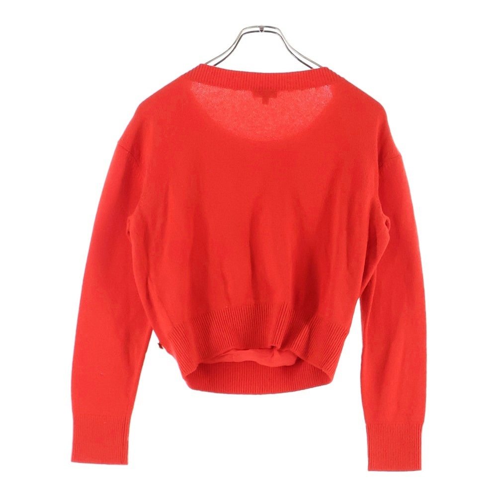 CHANEL(シャネル) ココマーク パール ビジュー ロゴ刺繍 カシミヤ プルオーバー 長袖 ニット セーター レッド レディース P70834K10086