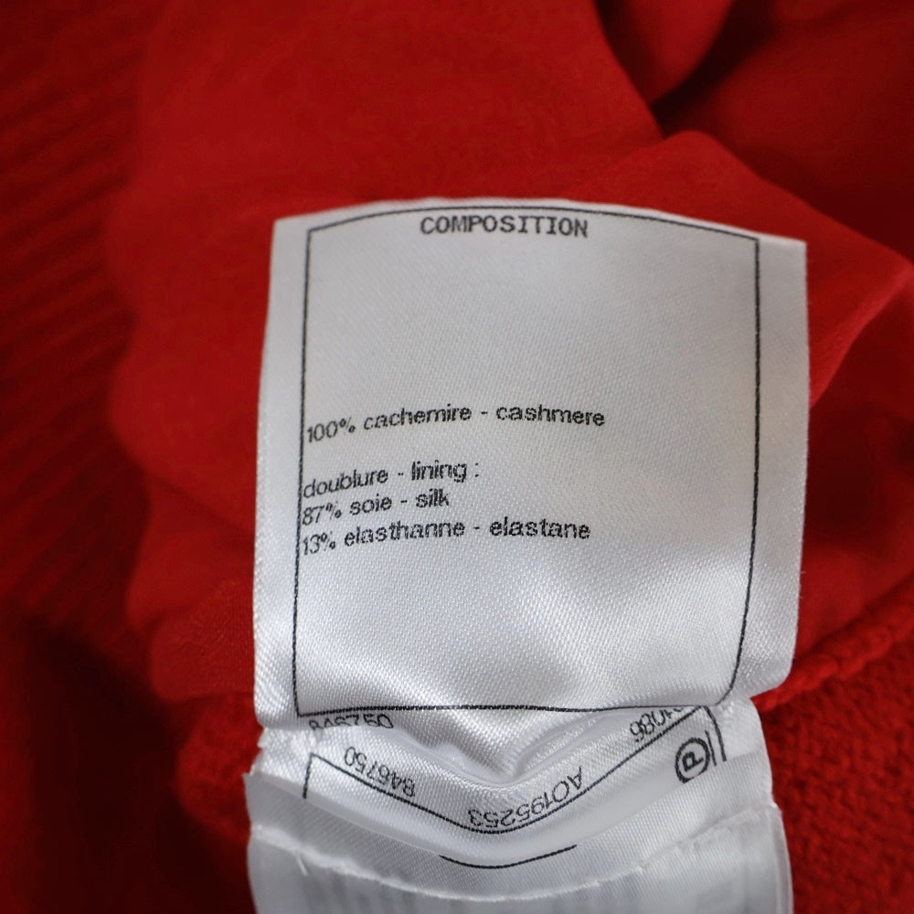 CHANEL(シャネル) ココマーク パール ビジュー ロゴ刺繍 カシミヤ プルオーバー 長袖 ニット セーター レッド レディース P70834K10086