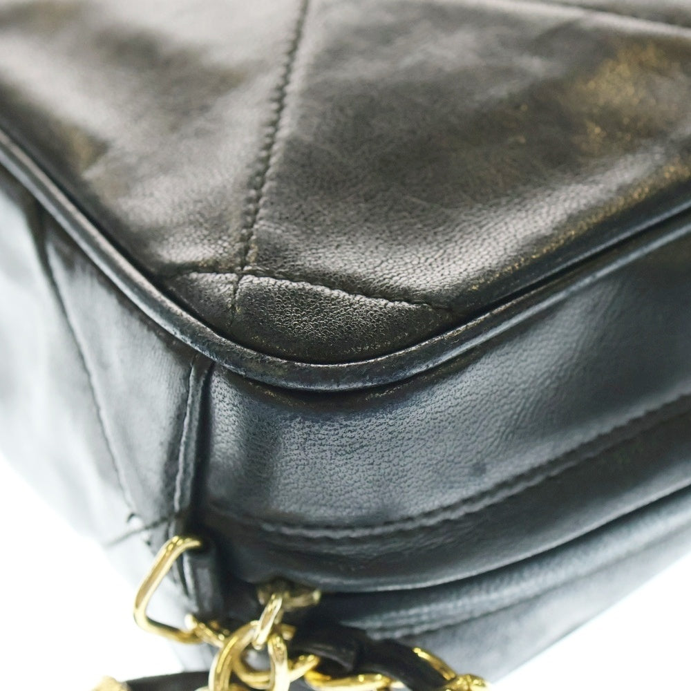 CHANEL(シャネル) ココマーク フリンジ チェーンショルダーバッグ ミニバッグ ブラック ラムスキン ゴールド金具