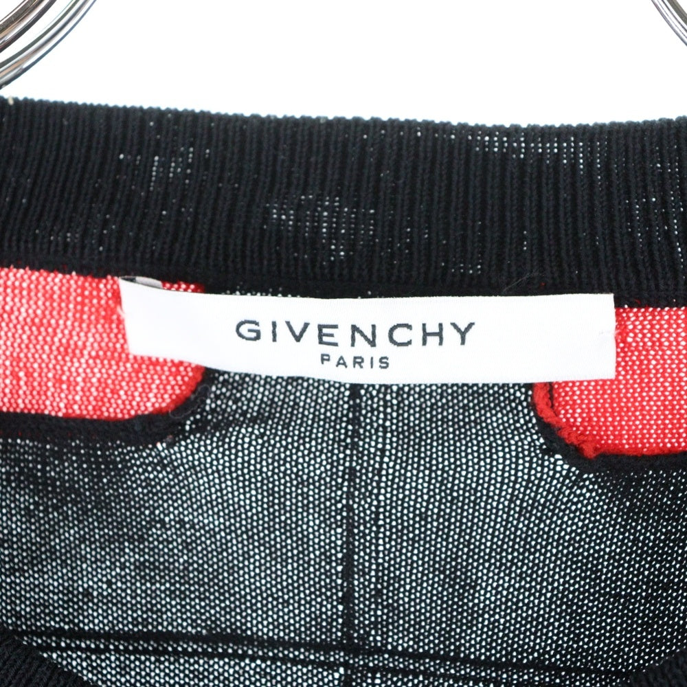 GIVENCHY(ジバンシィ) 16SS Ready to Wear レディ トゥ ウェア スター ラグランスリーブ コットン クルーネック プルオーバー 長袖ニット セーター ブラック/レッド 16S 7502 501