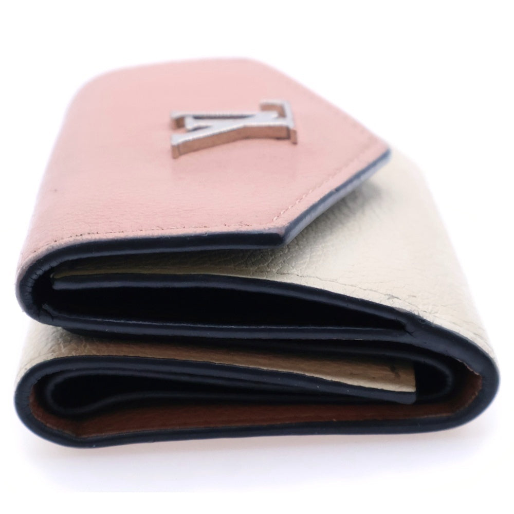LOUIS VUITTON(ルイヴィトン) ポルトフォイユ ロックミニ コンパクトウォレット 三つ折り財布 コインケース ベージュ×ピンク M63978 シルバー金具