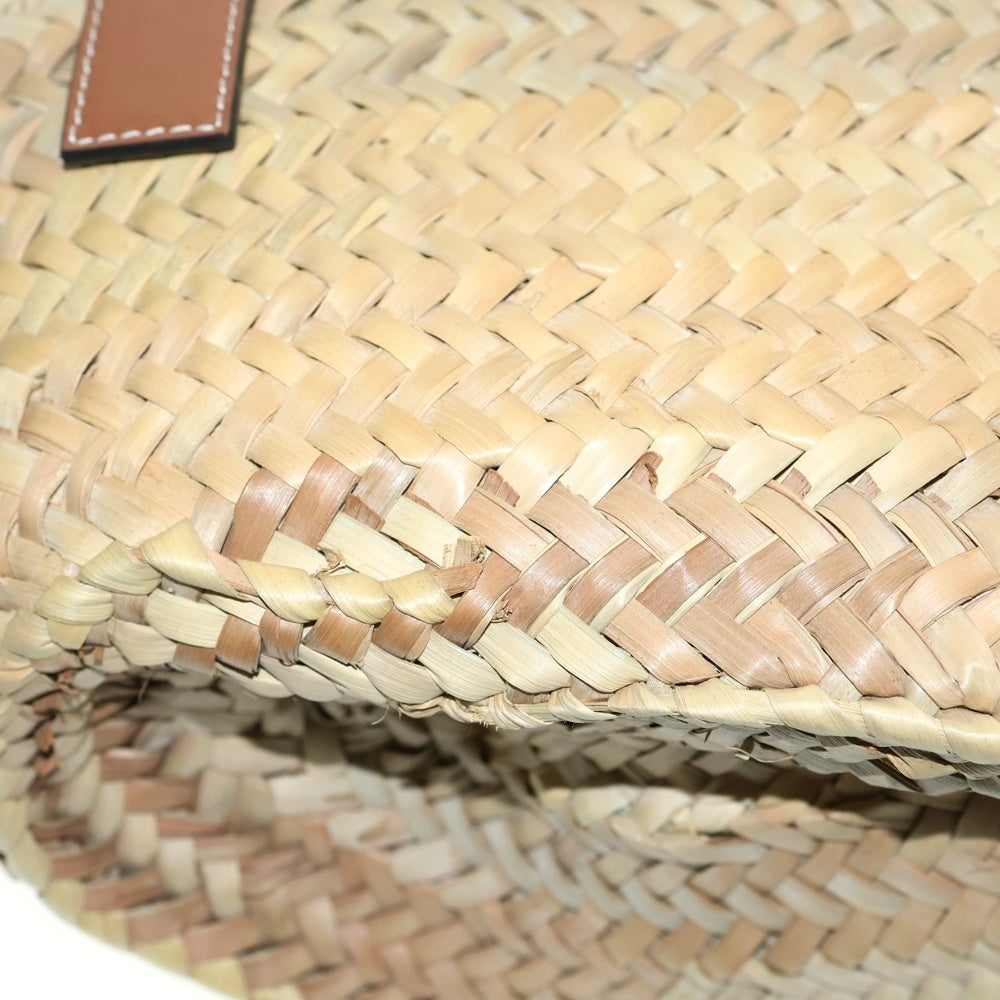 LOEWE(ロエベ) カゴバッグ ハンドバッグ ミニトートバッグ ブラウン×ベージュ ラフィア×レザー アナグラムレザーパッチ