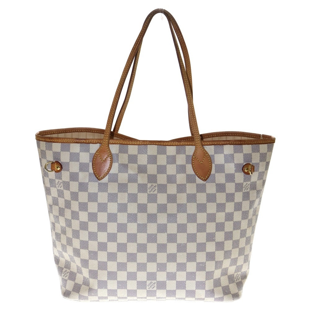 LOUIS VUITTON(ルイヴィトン) ダミエアズール ネヴァーフルMM 旧型 トートバッグ ハンドバッグ ホワイト×ブラウン ゴールド金具 レザー×PVC N51107