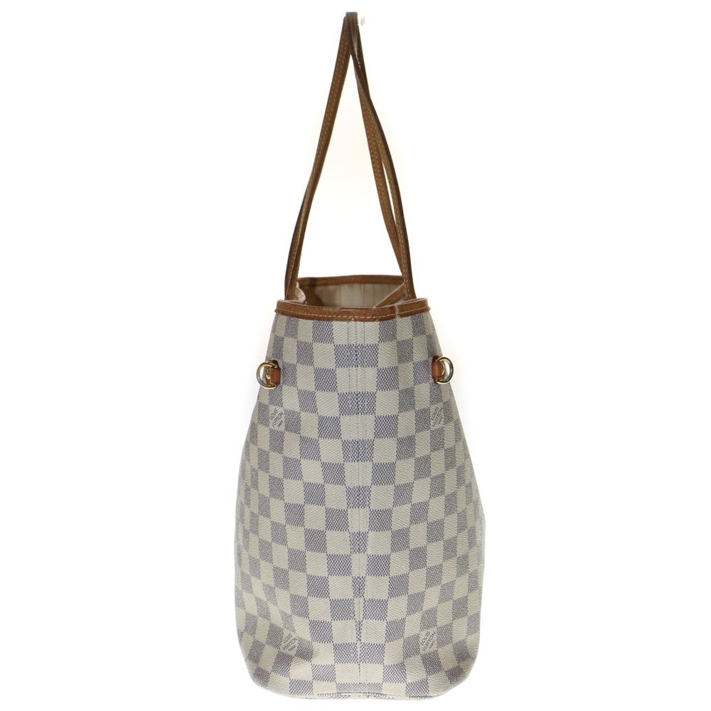 LOUIS VUITTON(ルイヴィトン) ダミエアズール ネヴァーフルMM 旧型 トートバッグ ハンドバッグ ホワイト×ブラウン ゴールド金具 レザー×PVC N51107