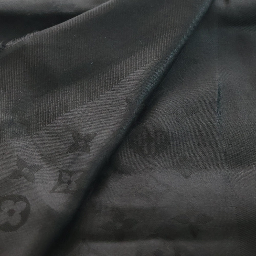 LOUIS VUITTON(ルイヴィトン) モノグラム 大判スカーフ ストール ブラック シルク×ウール M71329