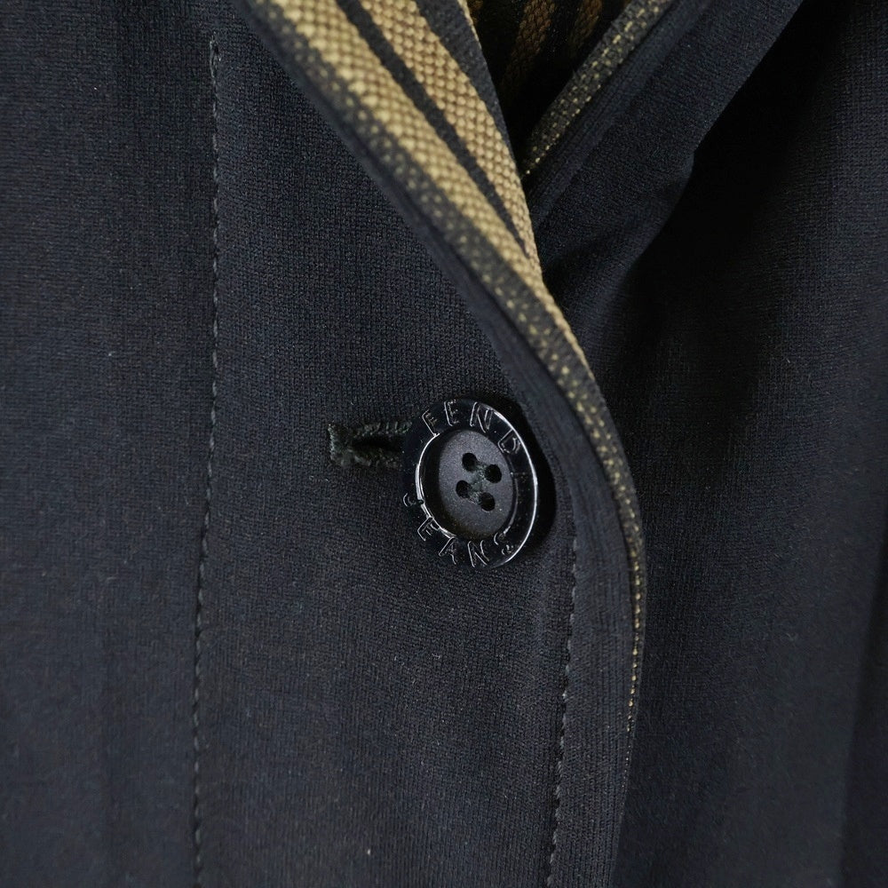 FENDI(フェンディ) ストライプ柄切り替え チェスターコート ブラック/ブラウン レディース 27.533919 11043