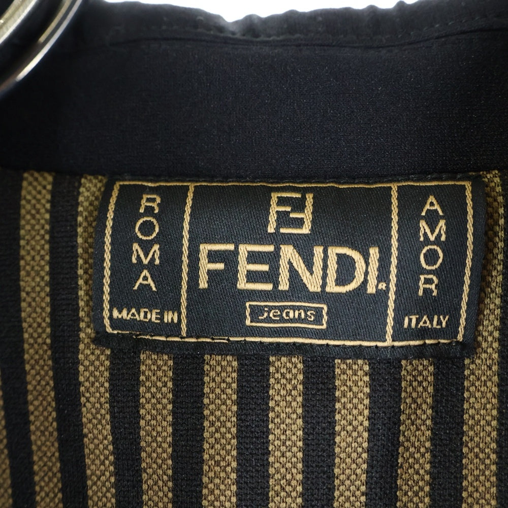 FENDI(フェンディ) ストライプ柄切り替え チェスターコート ブラック/ブラウン レディース 27.533919 11043