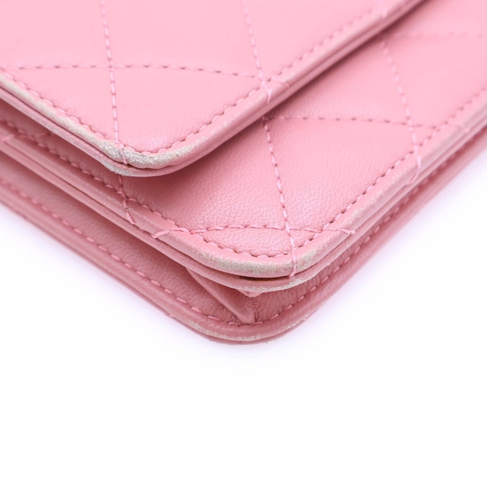 CHANEL(シャネル) マトラッセ チェーンウォレット ピンク ラムスキン シルバー金具 ショルダーバッグ