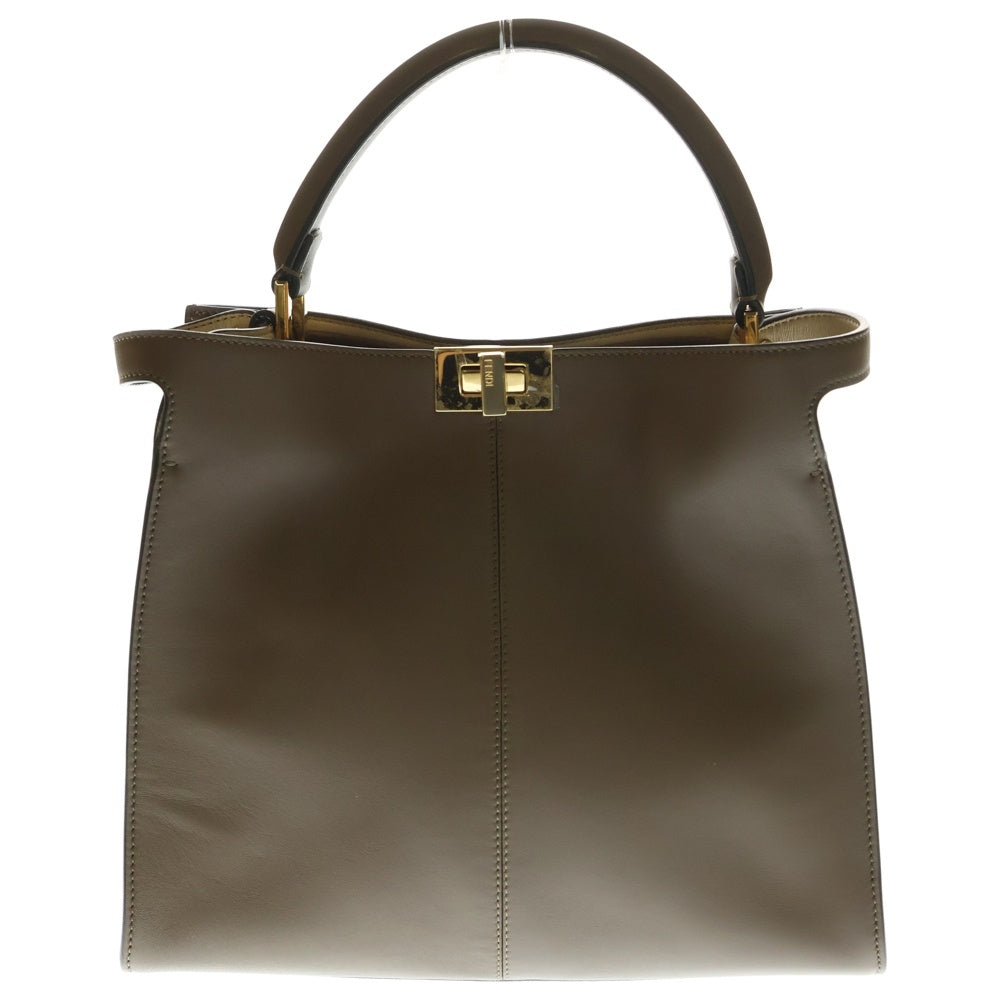 FENDI(フェンディ) PEEKABOO X-Lite ピーカブー エックスライト ミディアム レザー 2WAY ハンド ショルダーバッグ ゴールド金具 ブラウン 8BN310