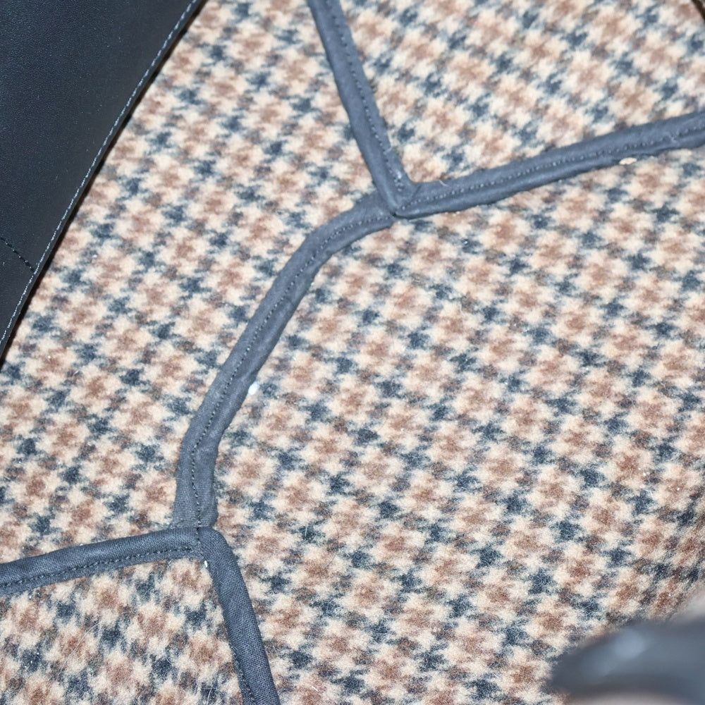 CELINE(セリーヌ) カバファントム チェック総柄 ウール レザー ショルダー トートバッグ ブラウン/ブラック