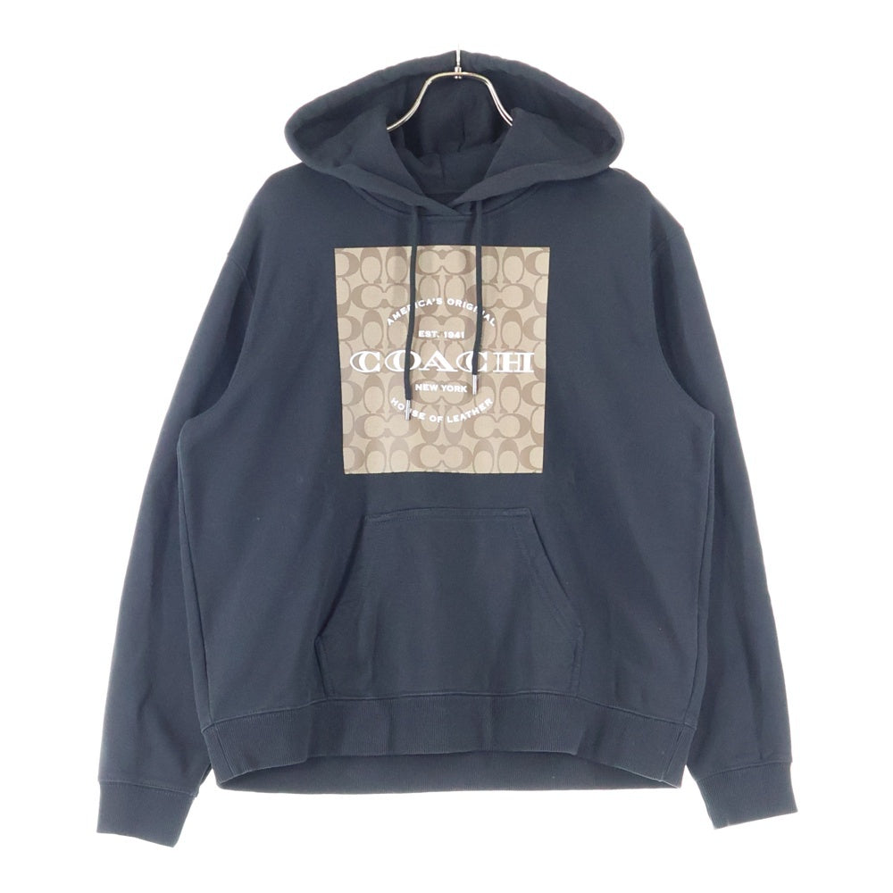 COACH(コーチ) シグネチャー ロゴプリント プルオーバースウェットパーカー フーディー ブラック C8774