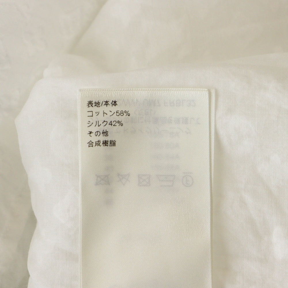 LOUIS VUITTON(ルイヴィトン) 24AW モノグラム総柄 シアー ギャザーデザイン ワイド ハーフスリーブ ブラウス シャツ ホワイト レディース RW242WW UM7 FRBL32