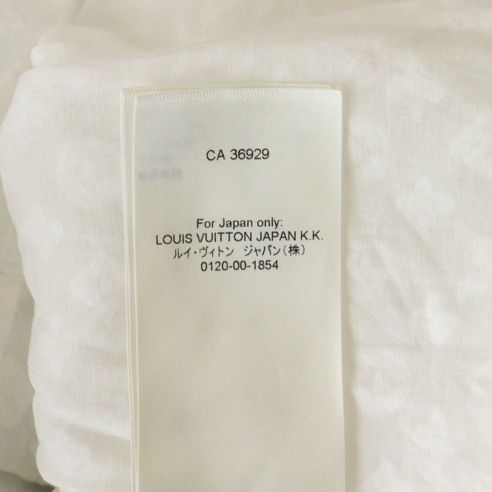 LOUIS VUITTON(ルイヴィトン) 24AW モノグラム総柄 シアー ギャザーデザイン ワイド ハーフスリーブ ブラウス シャツ ホワイト レディース RW242WW UM7 FRBL32