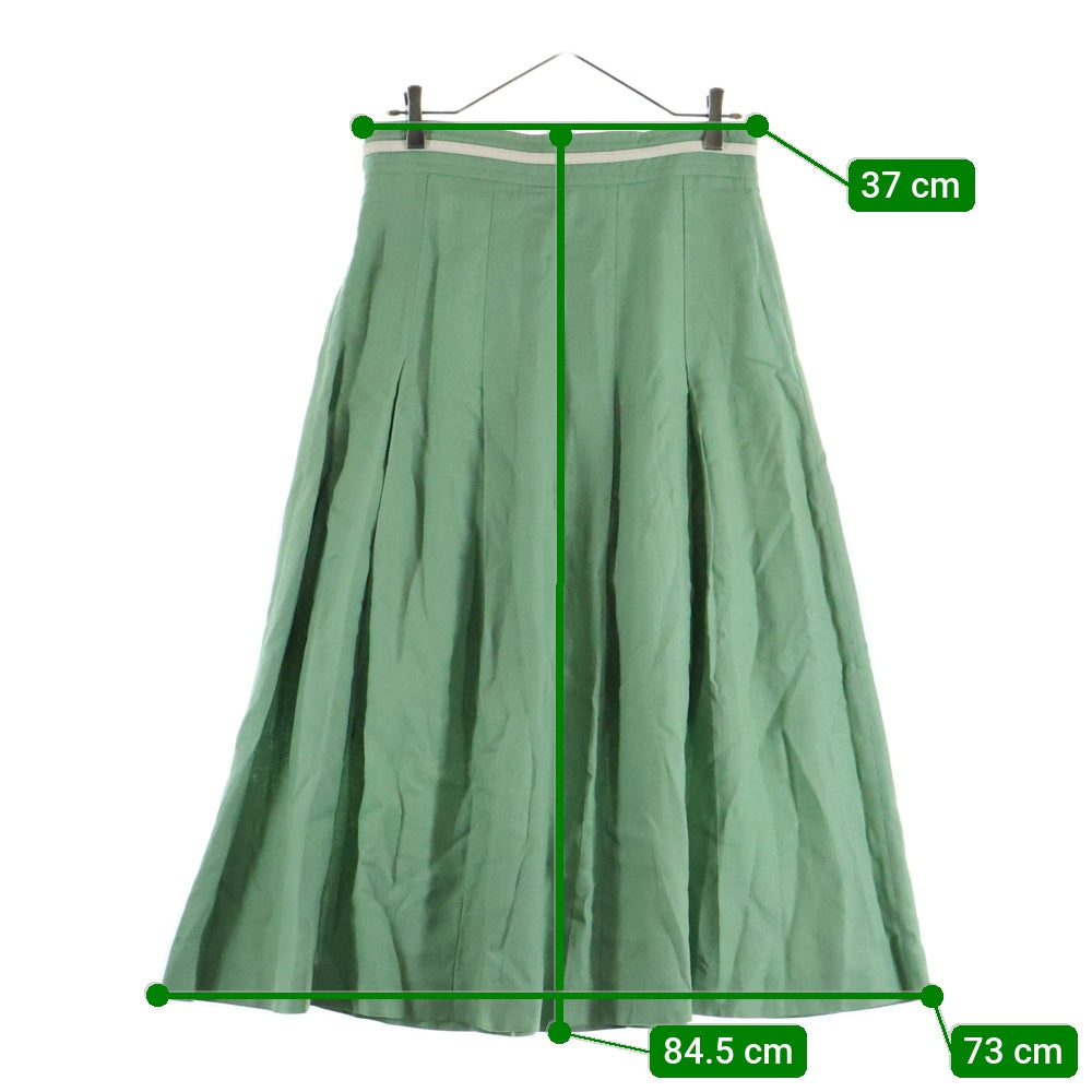 GUCCI(グッチ) GGマーモント ロゴ チェーン レーヨン リネン ロング フレア プリーツ スカート ライトグリーン レディース 652132