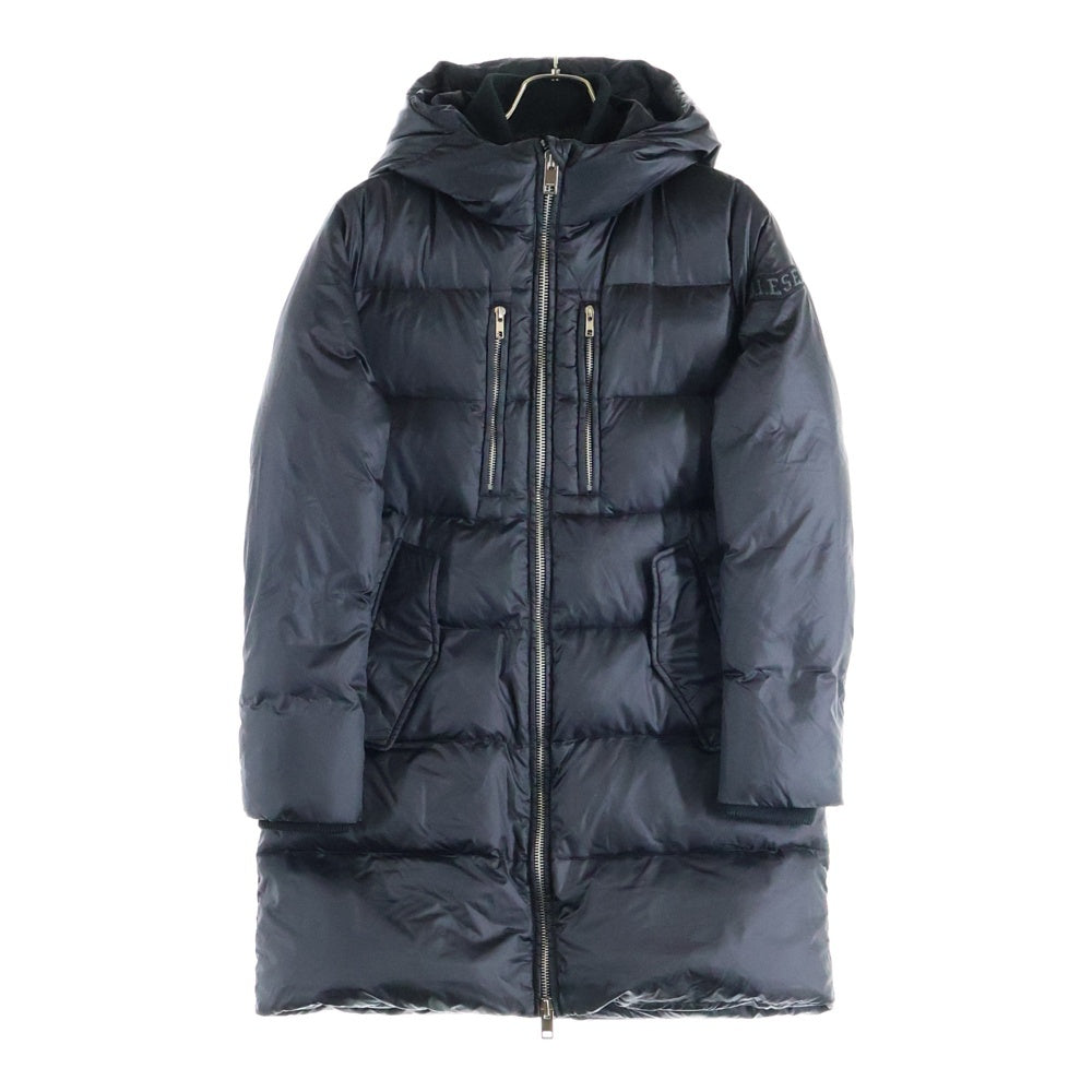 DIESEL(ディーゼル) ロゴ ナイロン フードダウンコート ブラック レディース