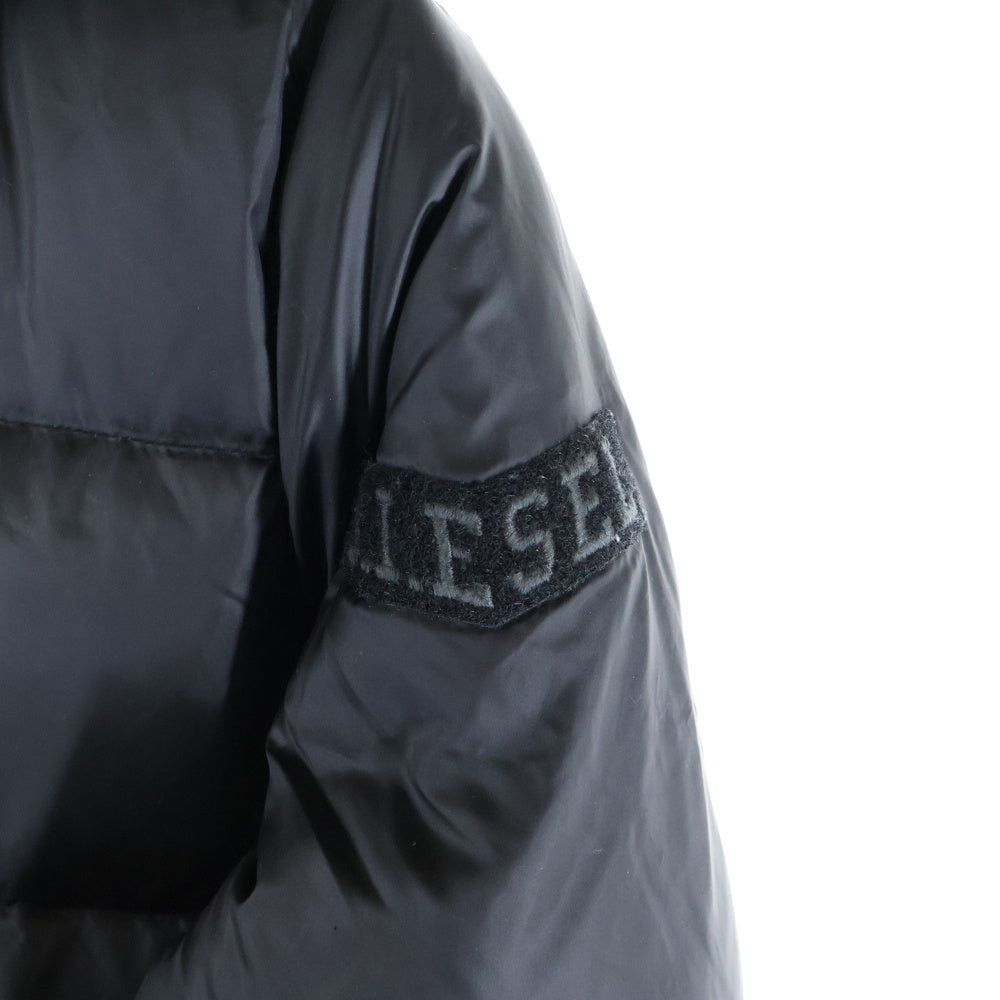 DIESEL(ディーゼル) ロゴ ナイロン フードダウンコート ブラック レディース