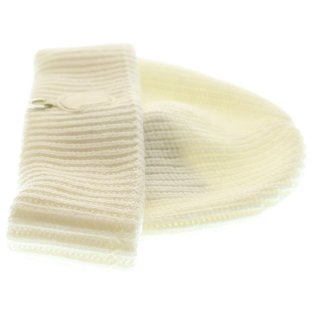 MONCLER(モンクレール) ×Willow Smith ウィロースミスコラボ ロゴワッペン付ウールニットキャップ ビーニー ホワイト J209T3B00004M1131