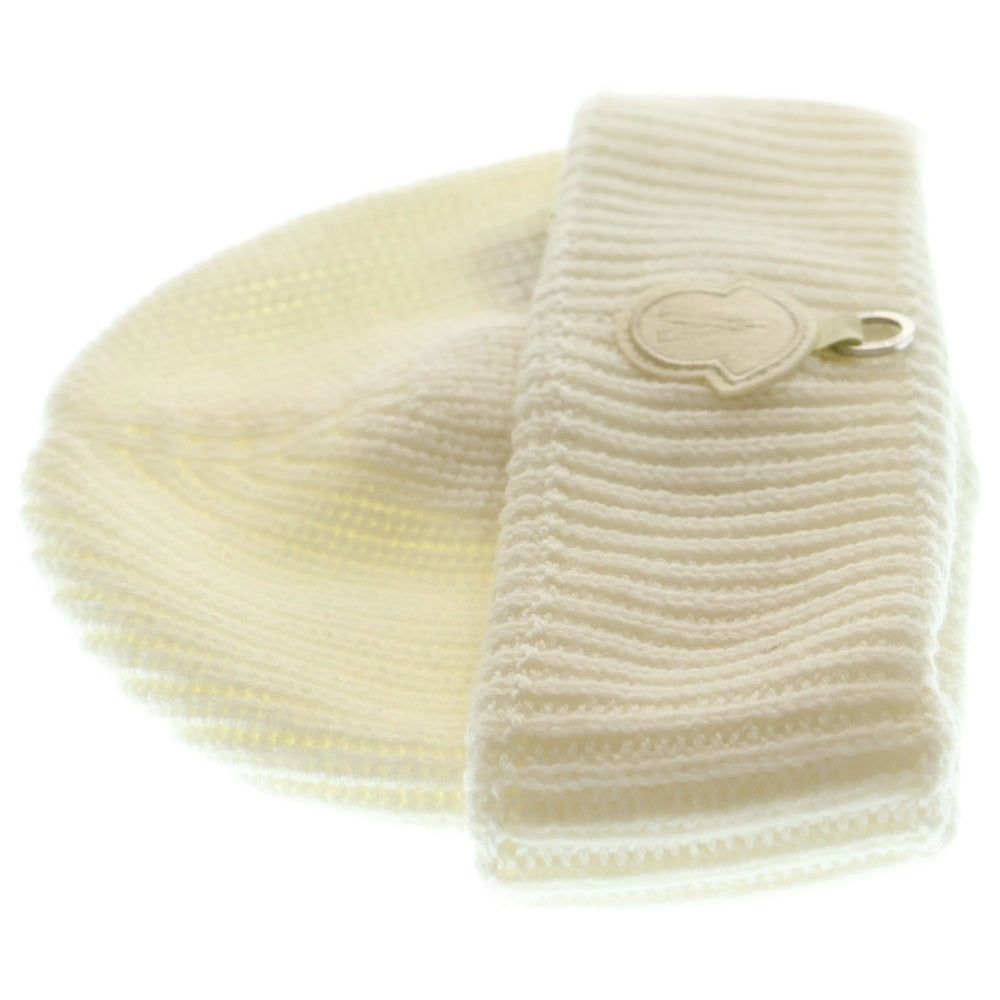 MONCLER(モンクレール) ×Willow Smith ウィロースミスコラボ ロゴワッペン付ウールニットキャップ ビーニー ホワイト J209T3B00004M1131