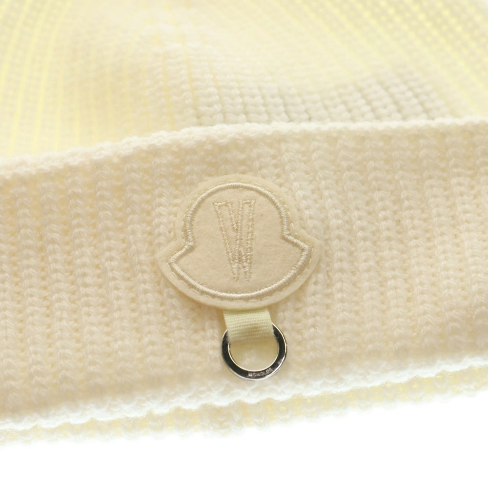 MONCLER(モンクレール) ×Willow Smith ウィロースミスコラボ ロゴワッペン付ウールニットキャップ ビーニー ホワイト J209T3B00004M1131
