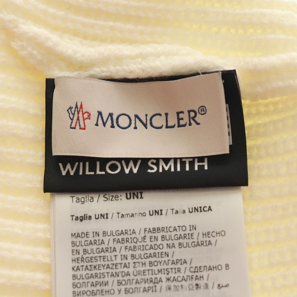 MONCLER(モンクレール) ×Willow Smith ウィロースミスコラボ ロゴワッペン付ウールニットキャップ ビーニー ホワイト J209T3B00004M1131