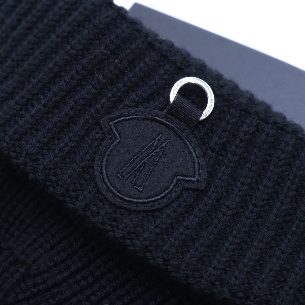 MONCLER(モンクレール) ×Willow Smith ウィロースミスコラボ ロゴワッペン付ウールニットキャップ ビーニー ブラック J209T3B00004M1131