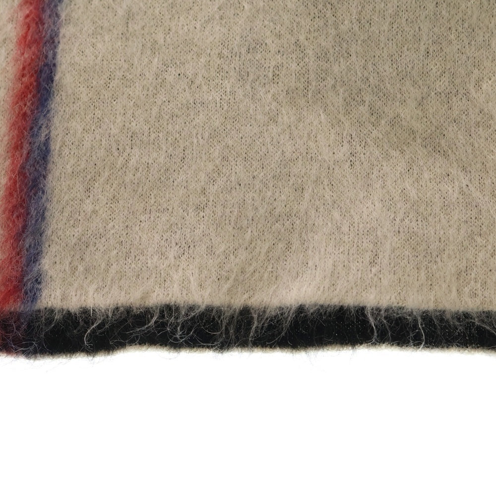 Christian Dior(クリスチャンディオール) ロゴ モヘア リバーシブル マフラー ホワイト