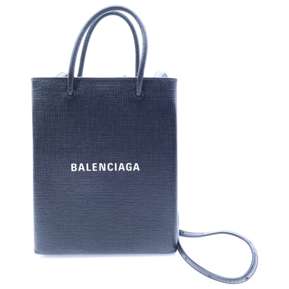 BALENCIAGA(バレンシアガ) ミニショッピングバッグ 2WAYバッグ トートバッグ ハンドバッグ ショルダーバッグ ブラック レザー 693805 シルバー金具
