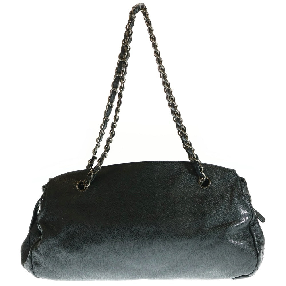 CHANEL(シャネル) マトラッセ ココマーク ソフトキャビアスキン レザー チェーン ショルダーバッグ シルバー金具 ブラック 13番台