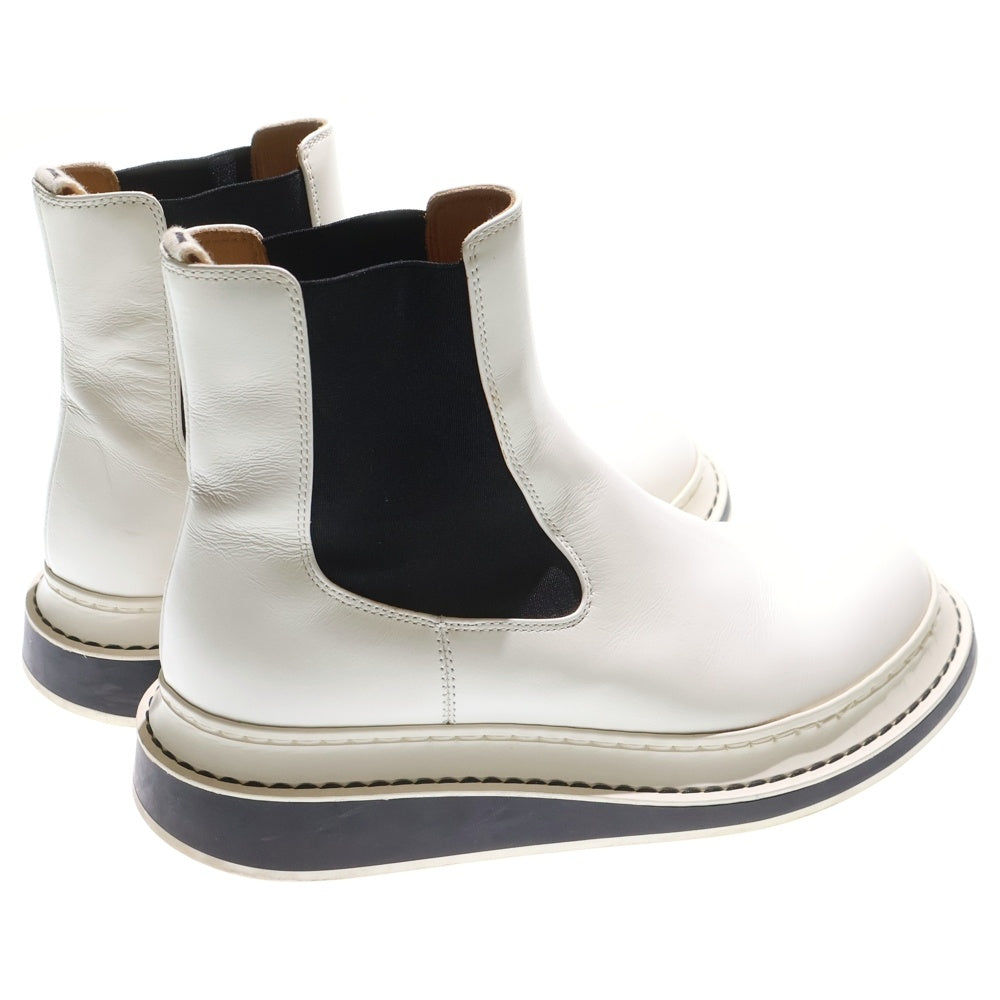 LOEWE(ロエベ) Terra テラ サイドゴア バイカラー レザー チェルシー ハイカット ショートブーツ ホワイト/ブラック レディース