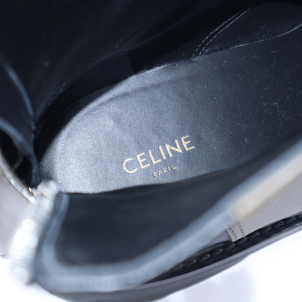 CELINE(セリーヌ) トリオンフロゴ バイカラー レザー バルキー バックジップ 厚底 ハイカット ショートブーツ ブラウン/ブラック レディース BE0292