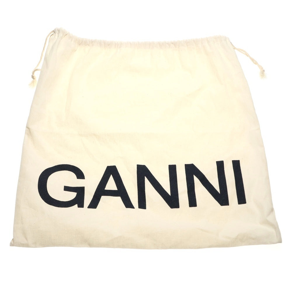 GANNI(ガニー) バックル フラットパンプス アイレットベルト ストラップ ローカットシューズ ブラック レディース