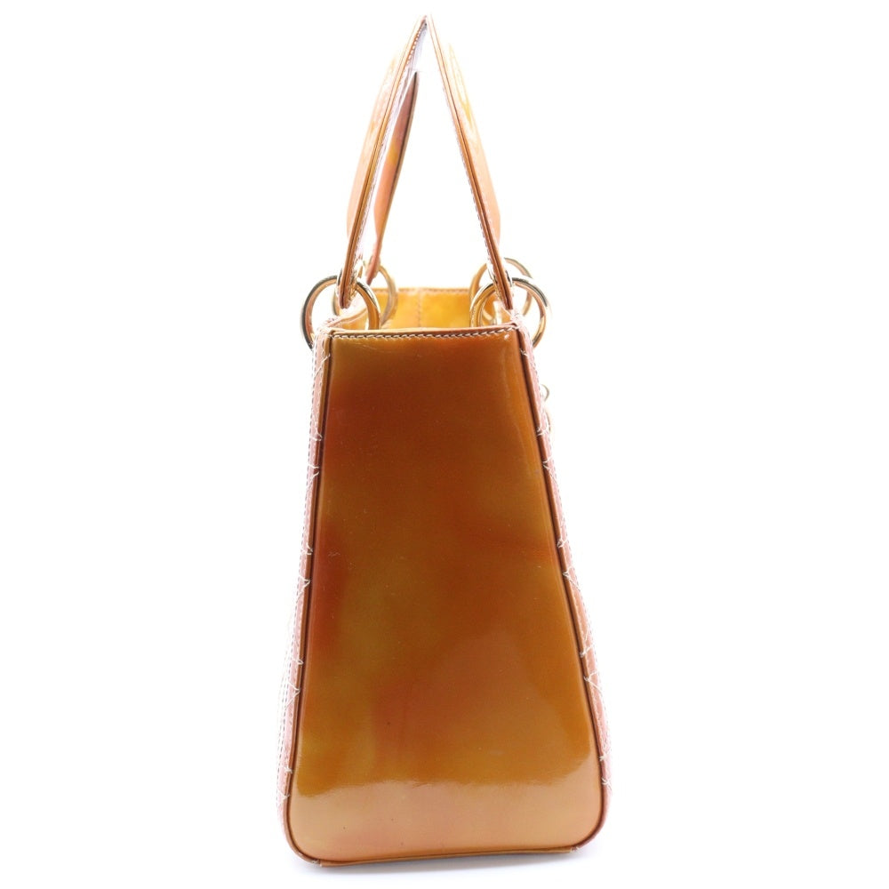 Christian Dior(クリスチャンディオール) レディディオール カナージュ ミディアム 2WAY ハンドバッグ ショルダーバッグ イエロー パテント