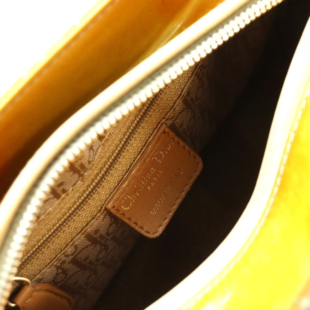 Christian Dior(クリスチャンディオール) レディディオール カナージュ ミディアム 2WAY ハンドバッグ ショルダーバッグ イエロー パテント