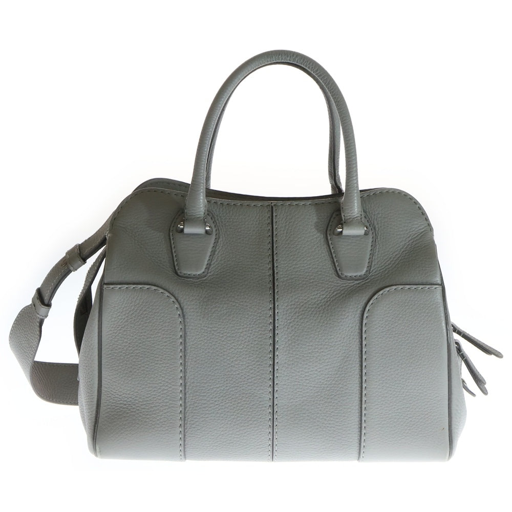 TOD'S(トッズ) セラ レザー 2WAY ハンド ショルダーバッグ シルバー金具 グレー/ベージュ