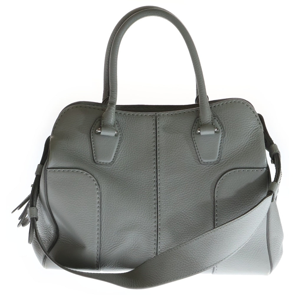 TOD'S(トッズ) セラ レザー 2WAY ハンド ショルダーバッグ シルバー金具 グレー/ベージュ
