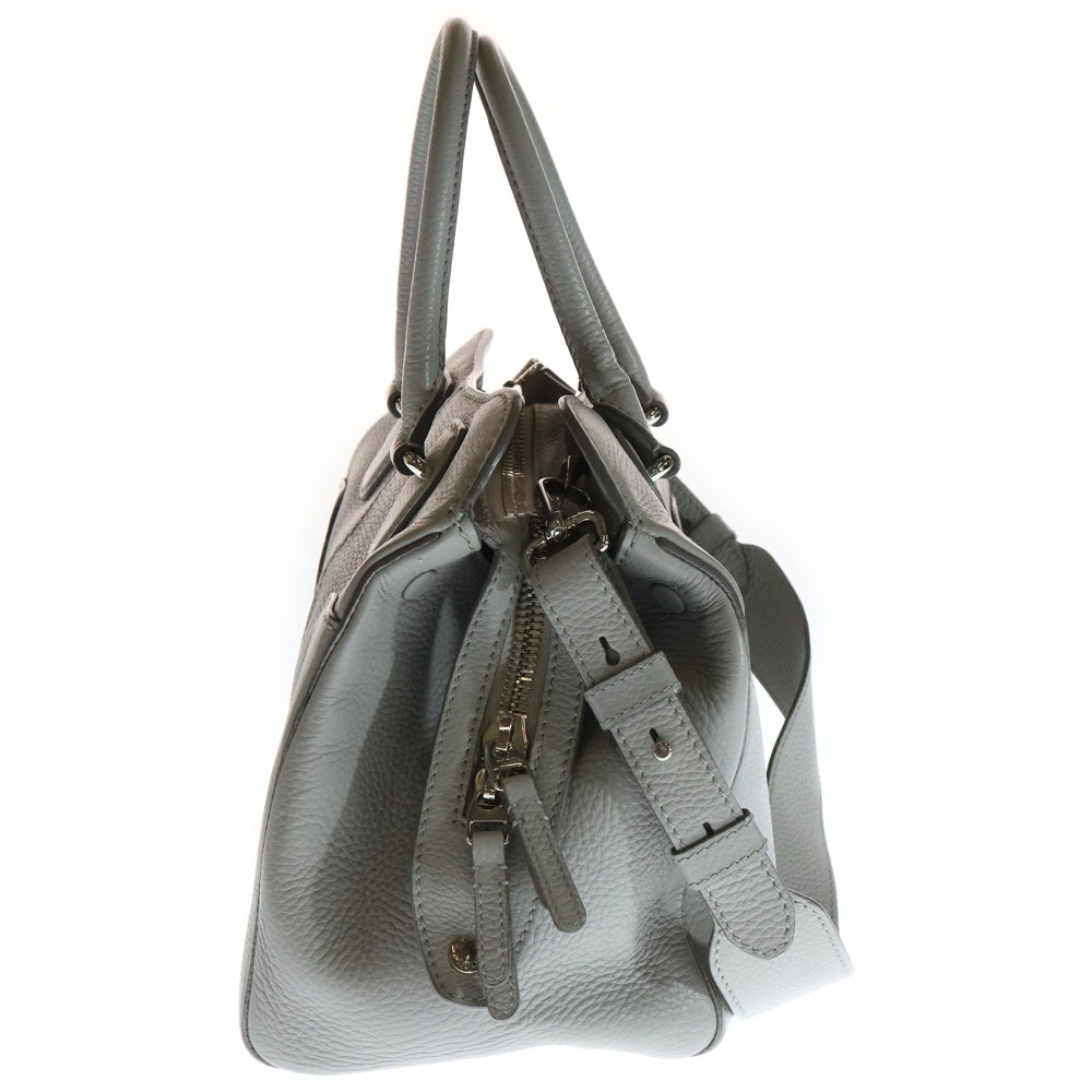 TOD'S(トッズ) セラ レザー 2WAY ハンド ショルダーバッグ シルバー金具 グレー/ベージュ