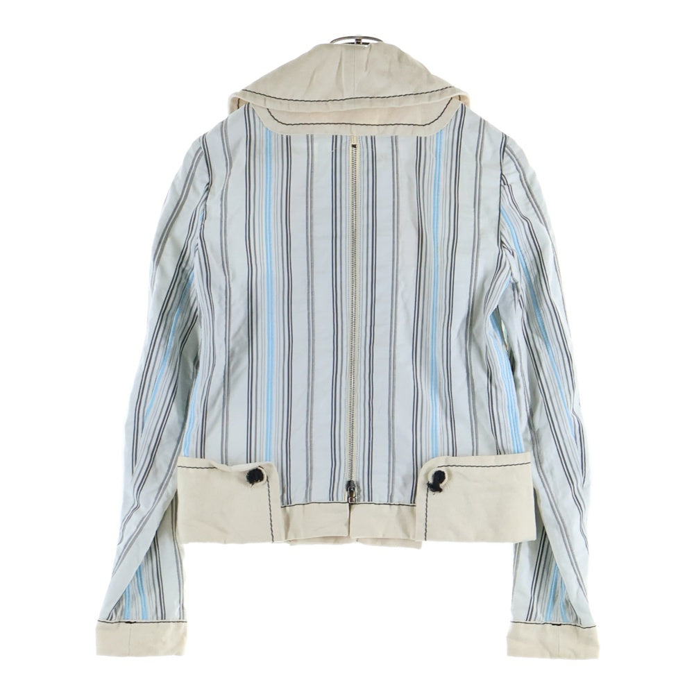 GIVENCHY(ジバンシィ) ストライプ柄切り替え バックジップ ダブルブレスト ショート トレンチ ジャケット コート ベージュ/ライトブルー レディース