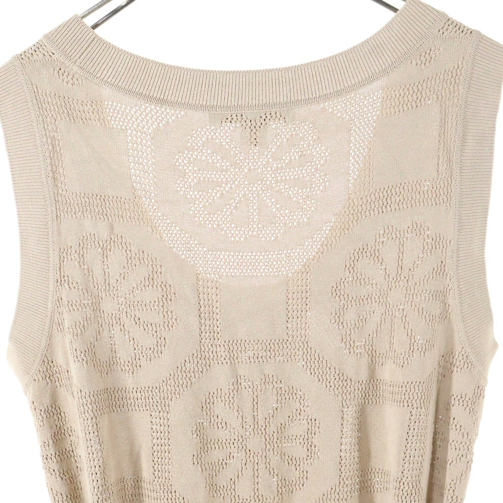 LOUIS VUITTON(ルイヴィトン) 06SS フラワー柄 レーヨンニット ノースリーブ ミディアム タイト ワンピース ベージュ レディース RW061A WIKD01MIX