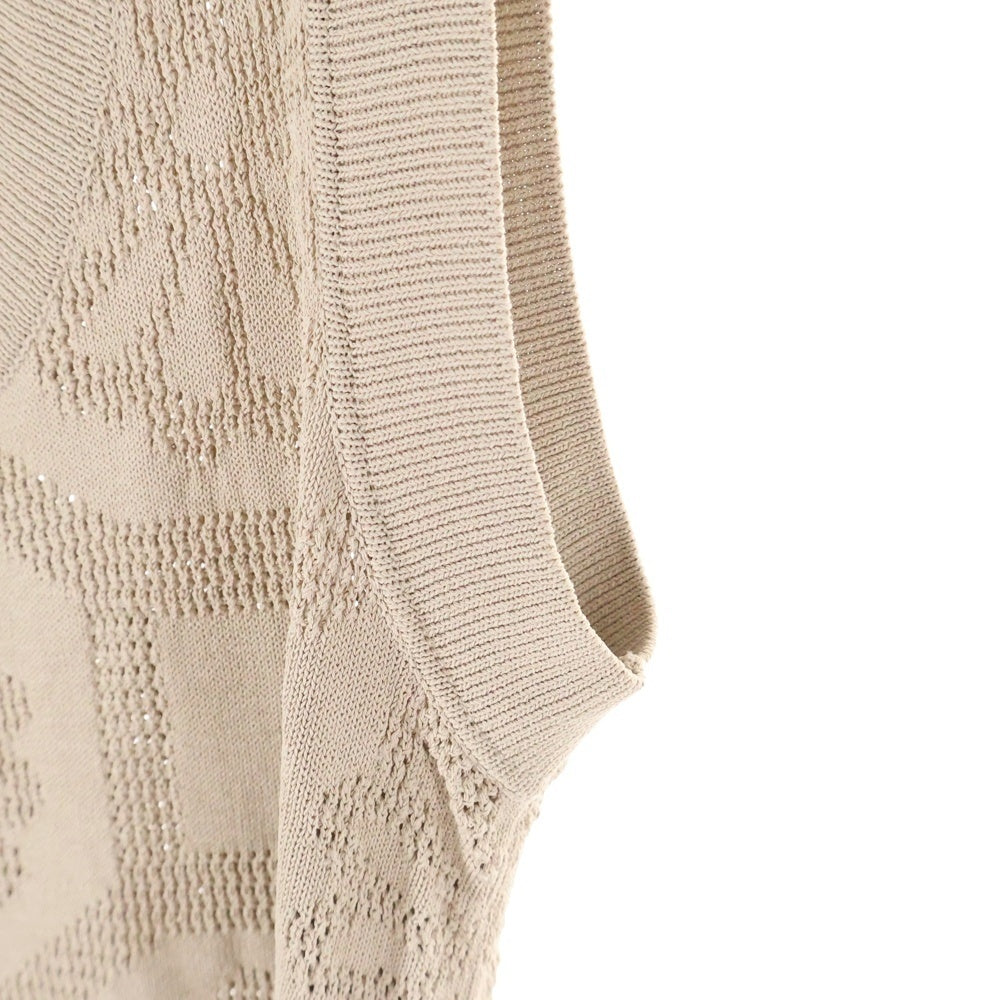 LOUIS VUITTON(ルイヴィトン) 06SS フラワー柄 レーヨンニット ノースリーブ ミディアム タイト ワンピース ベージュ レディース RW061A WIKD01MIX