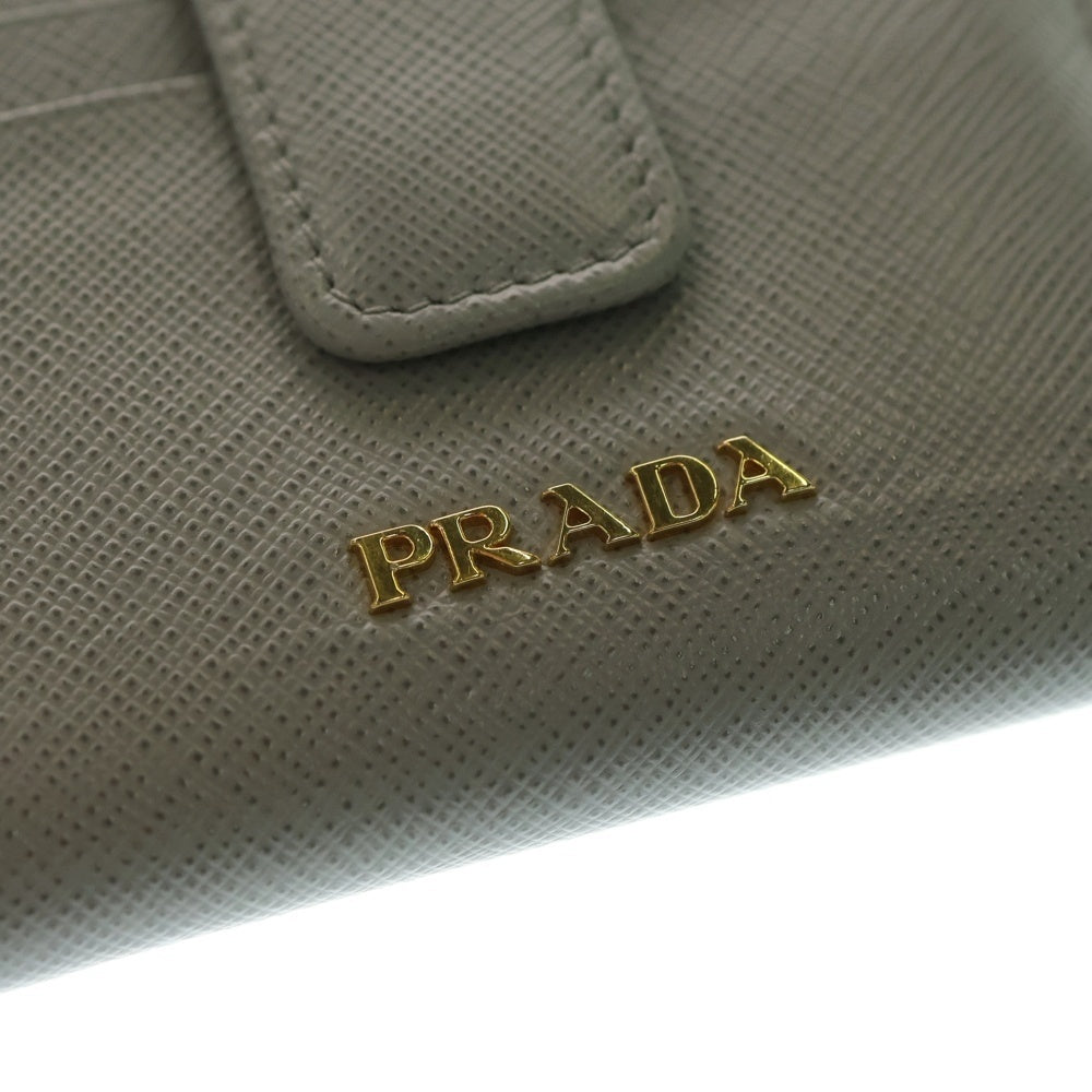 PRADA(プラダ) サフィアーノ ファスナー付レザーコンパクトウォレット 二つ折り財布 グレー 1ML047