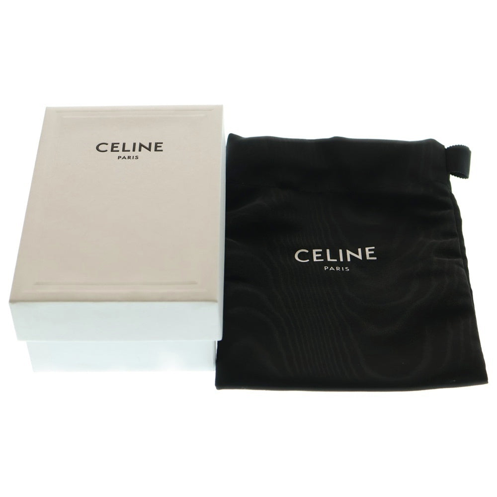 CELINE(セリーヌ) ファイン ストラップ トリオンフ コンパクトウォレット 二つ折り財布 ブラック レザー ゴールド金具 10M963GHH