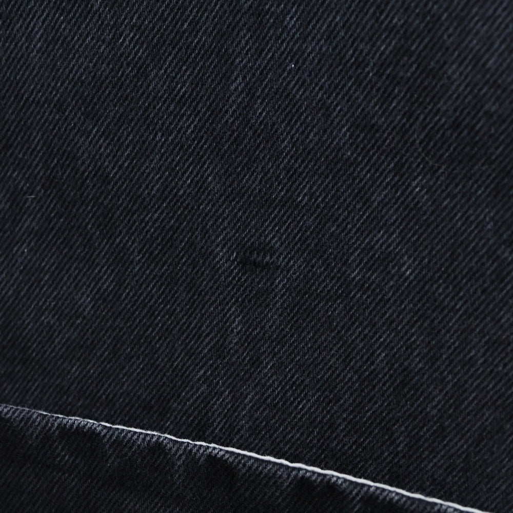 LOEWE(ロエベ) ×Suna Fujita スナフジタ ウォッシュ加工 ロールアップ レザーパッチ ワイドストレート デニムパンツ ジーンズ ブラック H526Y11X74