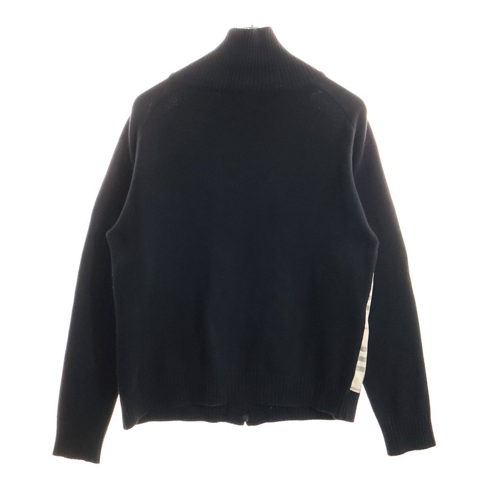 BURBERRY BLACK LABEL(バーバリー ブラックレーベル) ノバチェック柄 切り替え ドライバーズ ジップアップ ニット ジャケット ベージュ/ブラック BMT52-950