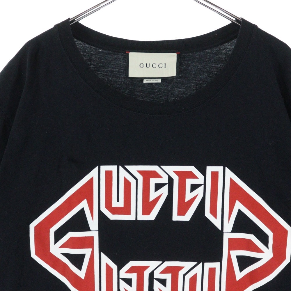 GUCCI(グッチ) 18SS Metal Logo Tee メタルロゴクルーネック半袖Tシャツ カットソー ブラック 493117 XJAIO