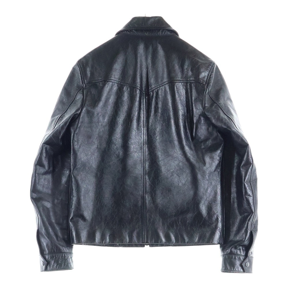 SAINT LAURENT PARIS(サンローランパリ) 20SS オペラウォッシュ レザー ジップアップ トラッカージャケット ブラック 611050