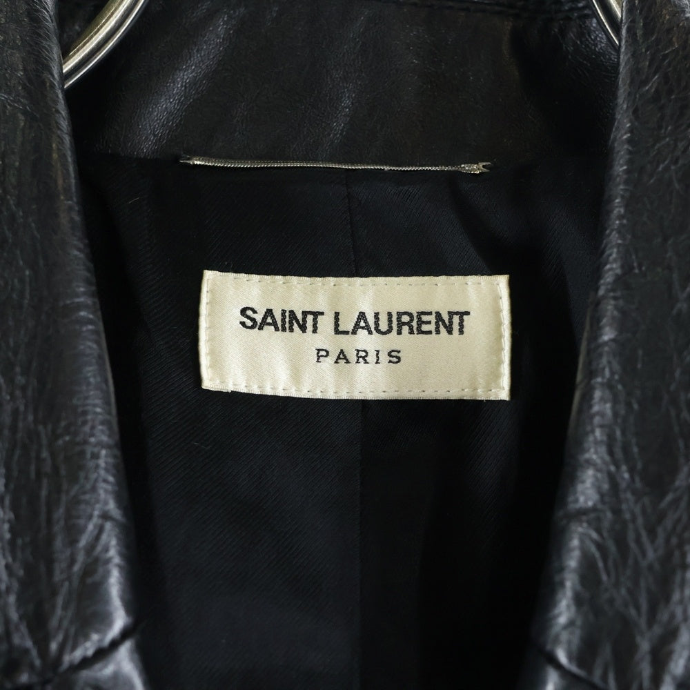 SAINT LAURENT PARIS(サンローランパリ) 20SS オペラウォッシュ レザー ジップアップ トラッカージャケット ブラック 611050