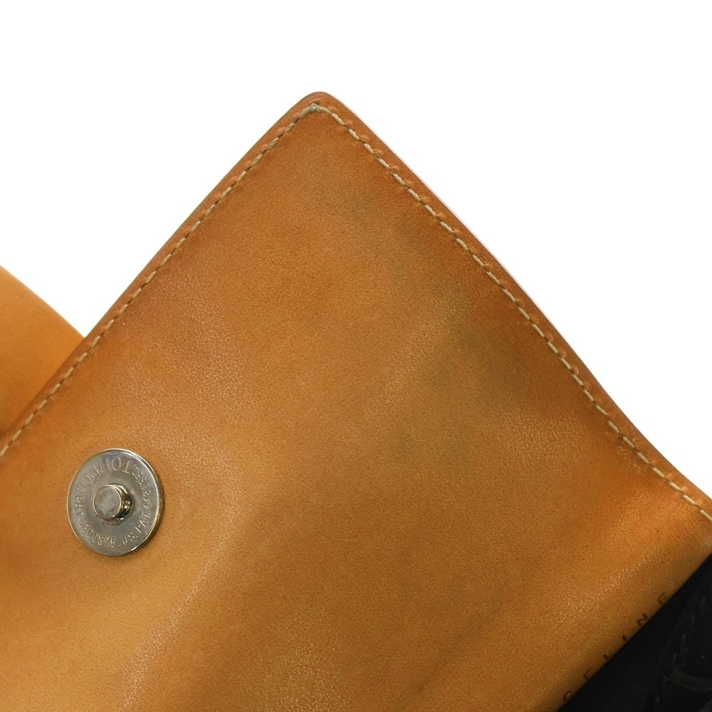 CELINE(セリーヌ) Cマカダム クロスボディバッグ ウエストバッグ ブラック×ブラウン スエード×レザー シルバー金具