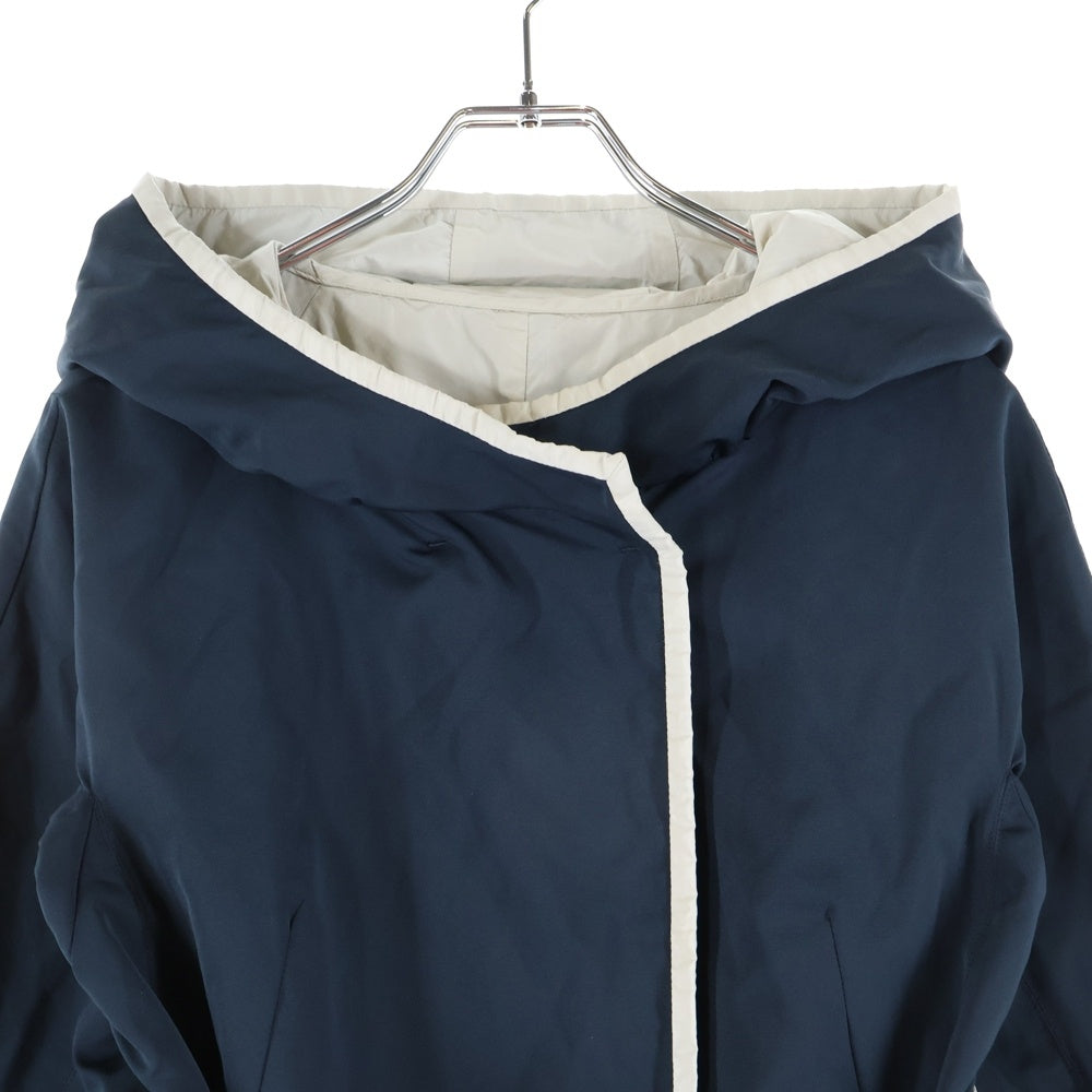 S MAX MARA(エス マックスマーラ) リバーシブル スナップボタン フーデッド コート ネイビー/ホワイト レディース 90210831070